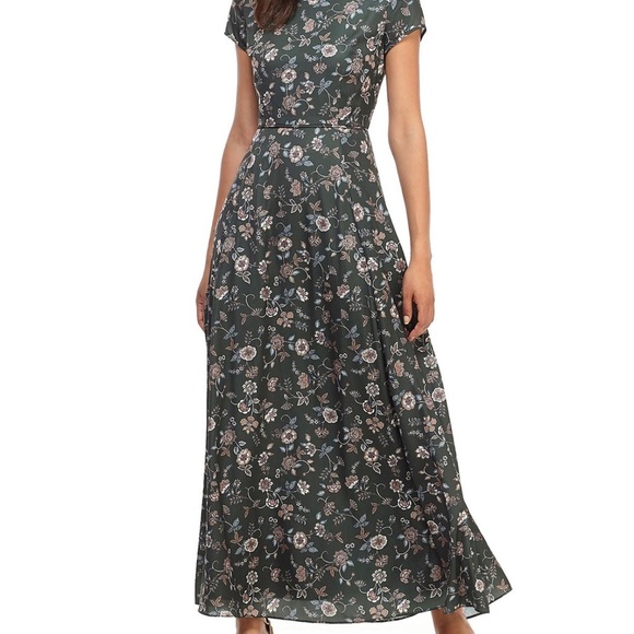 NWT Gal Meets Glam Fan Floral Printed Charmeuse Maxi Dress Autumn Dress size 10 - Picture 3 of 14